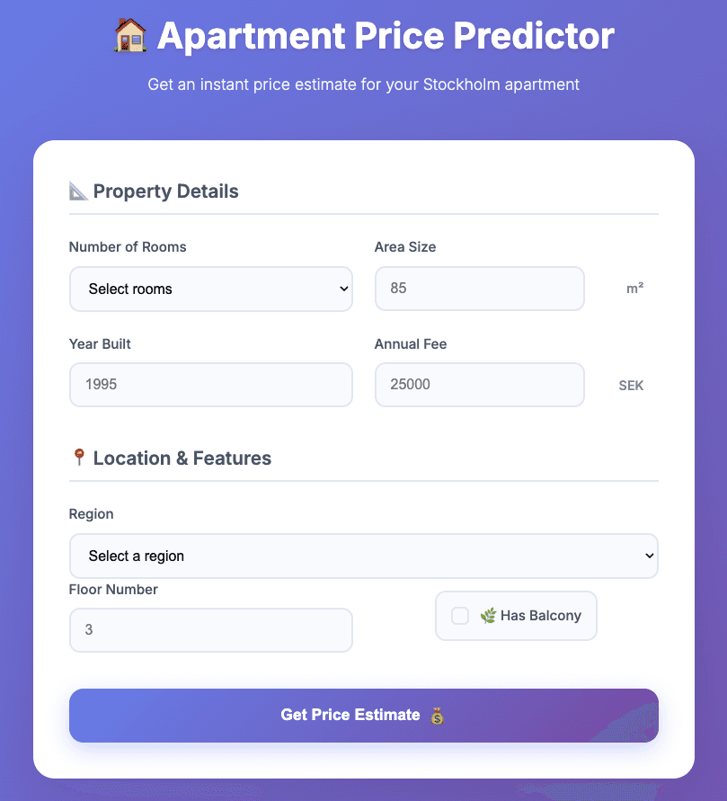 Apartment Price Predictor - Machine Learning preview